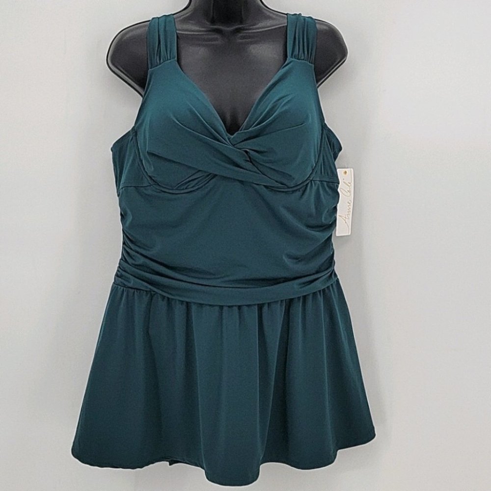 Anne Cole Twist Swimdress in Eucalyptus Size 16W